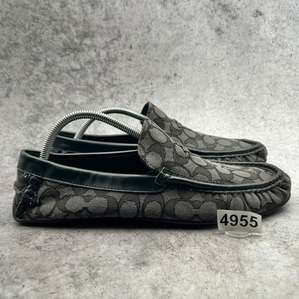 Coach Driving Loafers Men 10 D Gray Signature C Slip On Casual Moccasins
